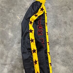 Kids Black and Yellow Star Kickboxing Pants 100%cotton